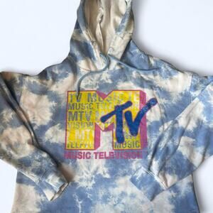 Blue and white mtv tie dye sweatshirt women's medium ‎ EUC